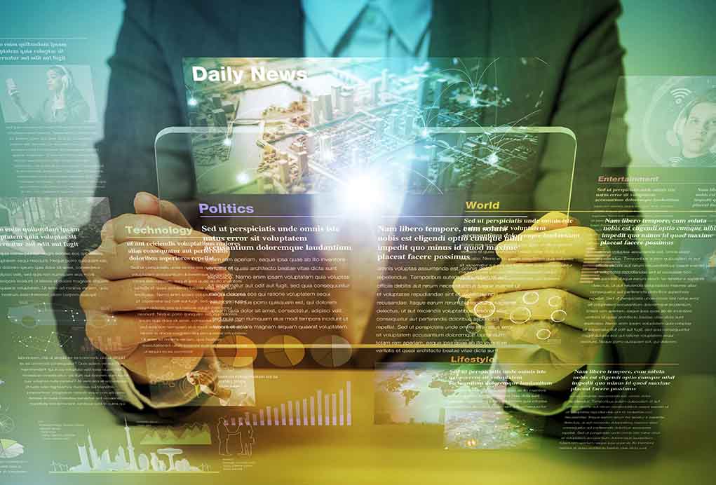 588542129 featured image Person holding transparent tablet displaying digital news content