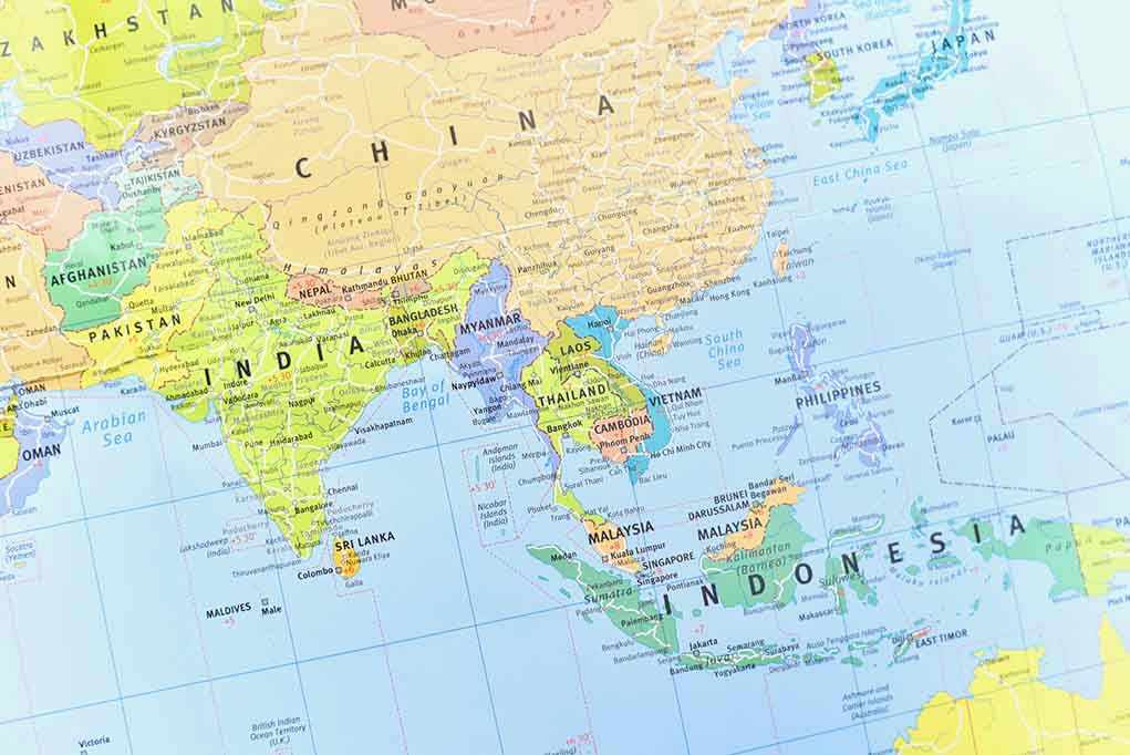 1104283160 Map of South and Southeast Asia countries