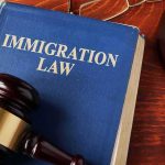 State Blitz REWIRES Immigration Courts Blue immigration law book with wooden gavel