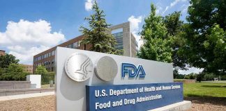 FDA building sign with blue sky background.