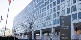 Orville Wright Federal Building with flags outside.