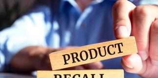 Wooden blocks with Product Recall text.