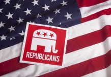 NYC Defunding Bill Ignites House Chaos Republican symbol on American flag background.
