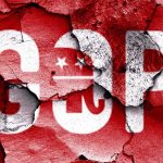 ANOTHER Shocking GOP Resignations: What’s Going On? Cracked wall featuring the GOP logo in red and white