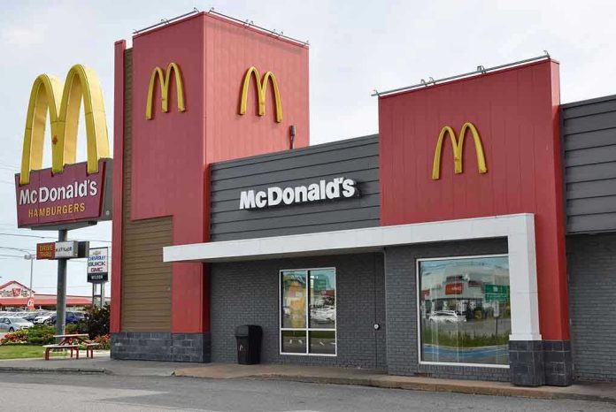 McDonalds restaurant exterior with logo and drive-thru sign.
