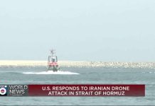 US strikes Iran in response to a drone attack on a ship that Trump says violated ceasefire