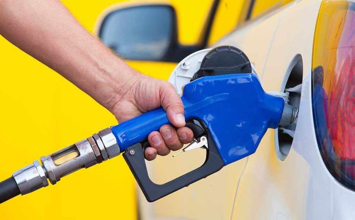 shutterstock_213099199 A person refueling a car at a gas station with a blue nozzle