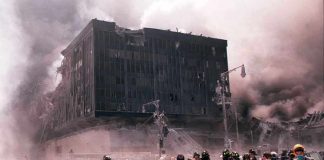 Cameras Capture Civilians SCRAMBLING As Bombs Rain Down Emergency responders and civilians amidst debris at a disaster site
