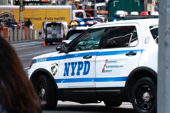 1499845721 NYPD police car on a city street scene.