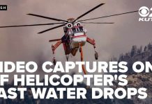 Video capture one of helicopter crew’s last water drops over fire before crash