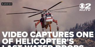 Video capture one of helicopter crew’s last water drops over fire before crash