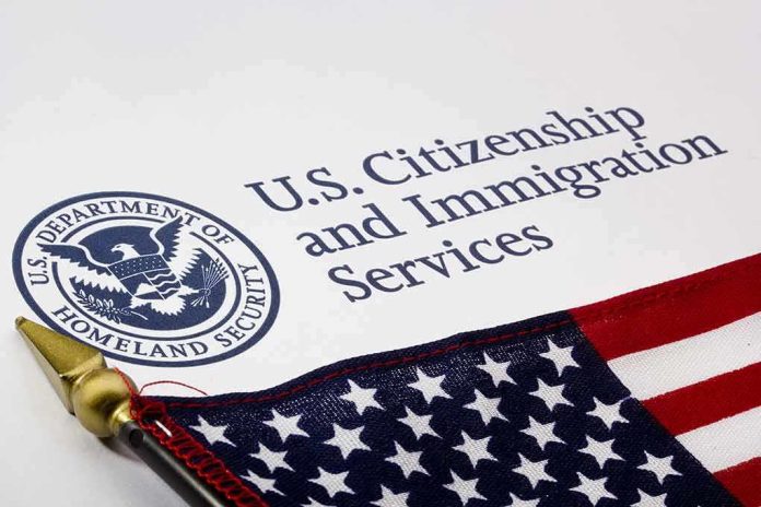 U.S. Citizenship and Immigration Services document with American flag