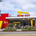 In-N-Out Burger restaurant exterior with red and yellow design