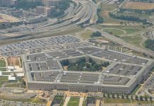 The Pentagon seen from above with surrounding highways and parking lots