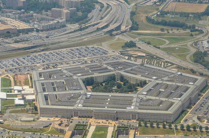 The Pentagon seen from above with surrounding highways and parking lots