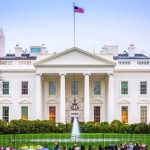 China Sets Up Headquarters Steps-From-White-House The White House facade with fountain and flag
