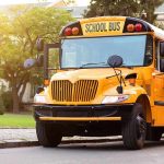 Parents Smash Bus Door To Save Kids Inside Yellow school bus with stop sign extended