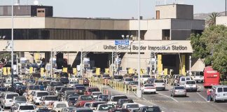 Border inspection station with heavy vehicle traffic