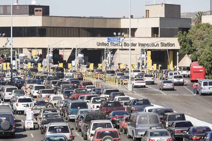 Border inspection station with heavy vehicle traffic
