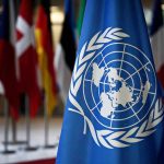 Celebs Cuffed at UN Showdown United Nations flag among international flags