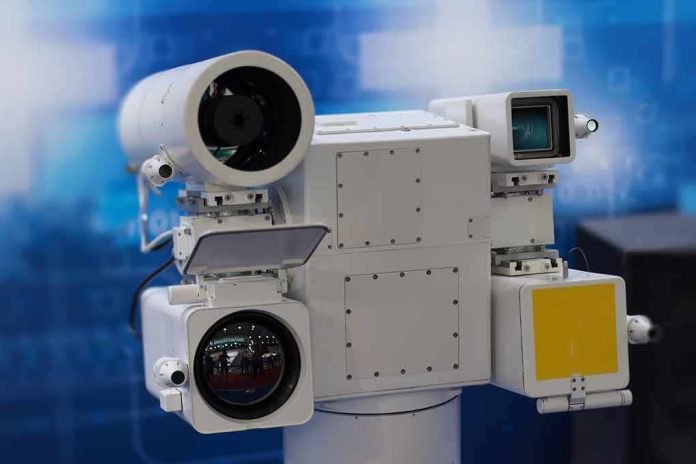 shutterstock_1165601590 Multi-sensor surveillance turret with cameras and optics