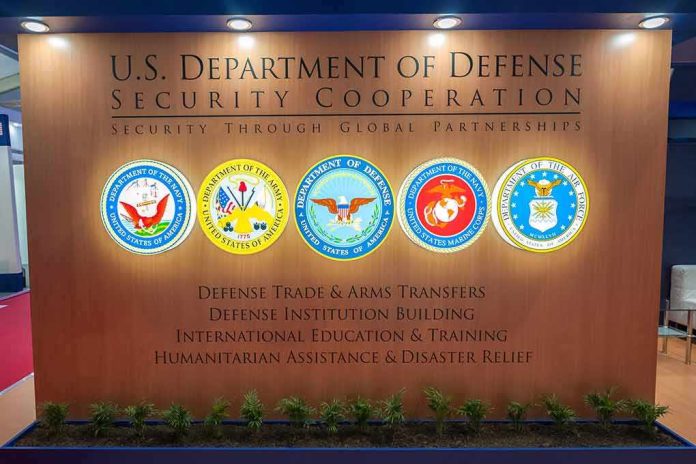 U.S. Department of Defense display wall with service seals