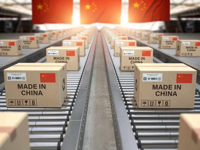 Cardboard boxes on a conveyor belt in a warehouse