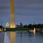 Olympian Handcuffed – Arrest Goes Viral! Washington Monument and reflecting pool at dusk
