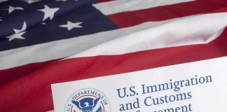 U.S. flag with government document and seal