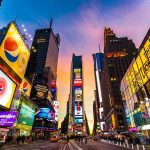 Teen DEAD, NYC Burns as NBA Celebrations SPIRAL! Times Square street with bright billboards at sunset