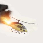 Helicopter on fire midair