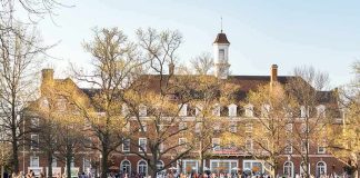 Frat House Rape Horror Sparks Rapid Police Scramble Students relaxing on a campus quad in front of a brick academic building