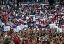 Tavon Wilson in a large crowd at a political rally