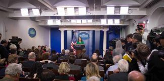 Trump RAMPS UP Taxpayer-Funded Ads, Now On CNN and MSN Press secretary at podium addressing reporters in briefing room