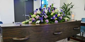 casket at funeral home