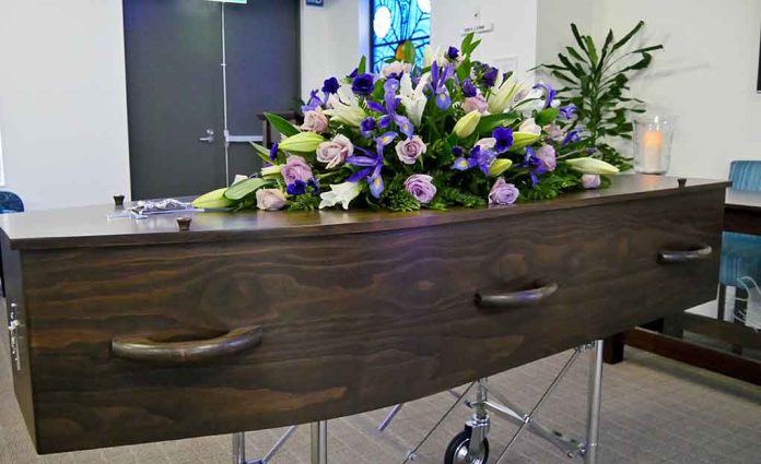 casket at funeral home