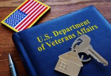 U.S. Department of Veterans Affairs book, keys, flag