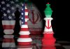 Chess pieces with US and Iran flags design
