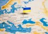 Map featuring Ukraine with flag marker