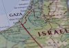 Map showing Gaza and Israel locations