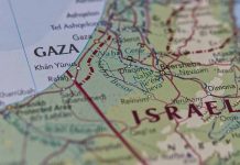 Map showing Gaza and Israel locations