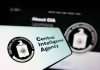 CIA logo on screen, text Central Intelligence Agency.