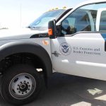 U S Customs and Border Protection truck with open door