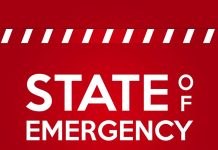 STATE OF EMERGENCY in bold white text on red background