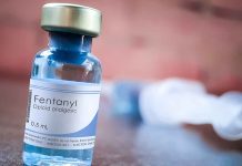 Fentanyl vial labeled as opioid analgesic