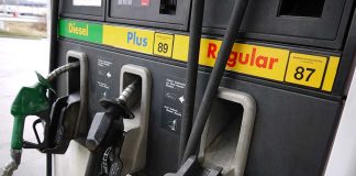 Gas station pumps for diesel plus and regular fuel