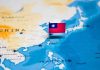 Flag of Taiwan on map