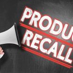 Person holding megaphone, "Product Recall" text.