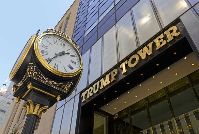 269142062 Clock in front of Trump Tower building entrance