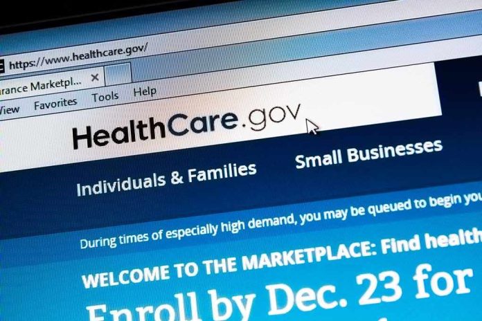 Screenshot of the HealthCare website with enrollment information